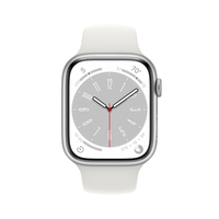 Apple Watch Series 8, 45 мм, корпус из алюминия серебристого цвета, спортивный ремешок белого цвета